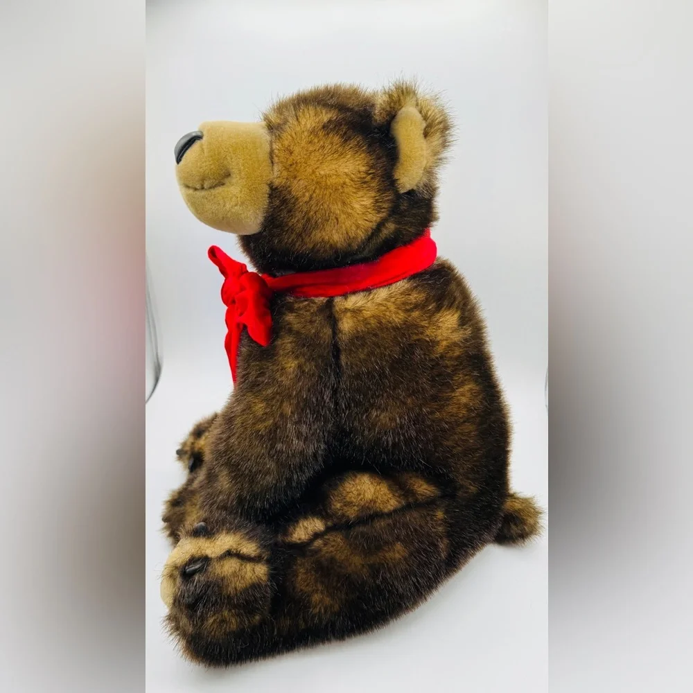 Vintage Animal Alley Toys R Us 16” Plush Brown Bear‎ with Red Bow Mink Like Fur